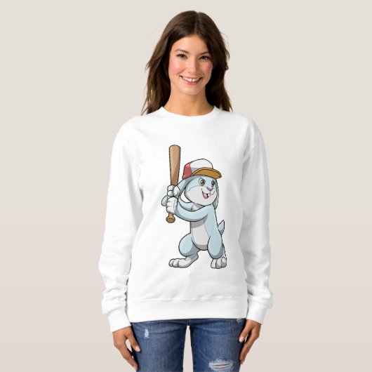 Sweatshirt Lapin au baseball avec batte de baseball (Devant entier)