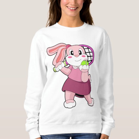 Sweatshirt Lapin au Tennis avec raquette de tennis (Devant)
