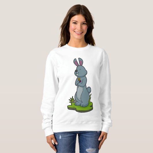 Sweatshirt Lapin aux fleurs (Devant entier)