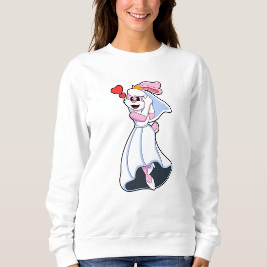 Sweatshirt Lapin avec robe de mariée et couronne (Devant)