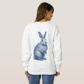 Sweatshirt Lapin Bleu Avec Fissures Kintsugi Dorées (Dos entier)