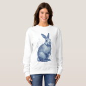 Sweatshirt Lapin Bleu Avec Fissures Kintsugi Dorées (Devant entier)