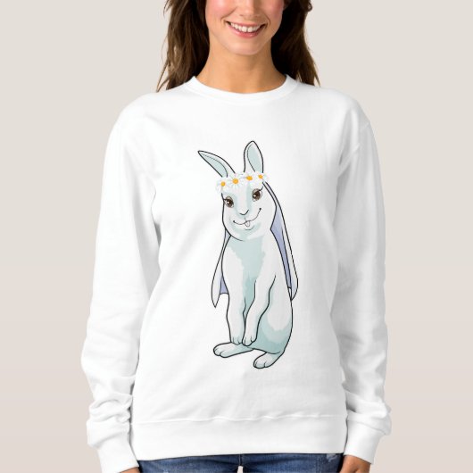 Sweatshirt Lapin comme mariée avec couronne de fleurs (Devant)