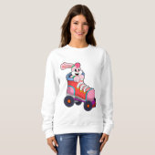 Sweatshirt Lapin comme Patineur Inline avec Patins Inline (Devant entier)