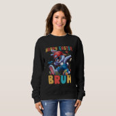 Sweatshirt Lapin Dabbing Pâques Bruh Mème Drôle pour Adolesce (Devant entier)