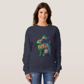 Sweatshirt Lapin de lapin de puissance de fleurs (Devant entier)