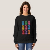 Sweatshirt Lapin de Pâques Œufs Carreaux Léopard (Devant entier)