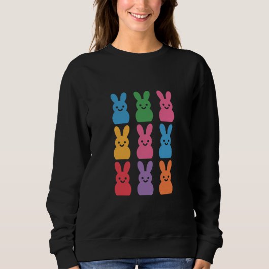 Sweatshirt Lapin de Pâques Œufs Carreaux Léopard (Devant)