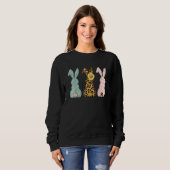 Sweatshirt Lapin de Pâques Trio Rabbit Leopard Matching migno (Devant entier)