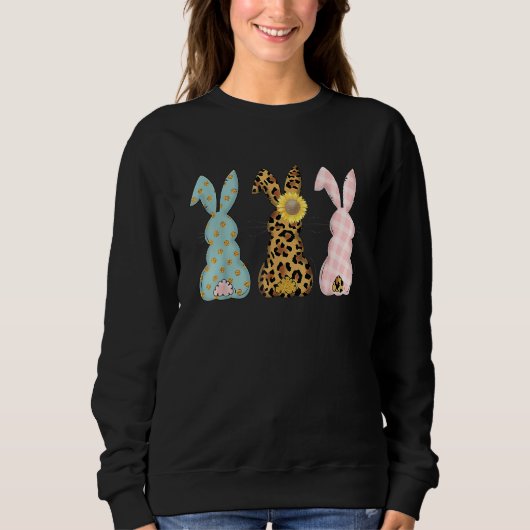 Sweatshirt Lapin de Pâques Trio Rabbit Leopard Matching migno (Devant)