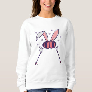Sweatshirt Lapin de ski avec bâtons de ski et lunettes de ski