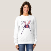Sweatshirt Lapin de ski avec bâtons de ski et lunettes de ski (Devant entier)