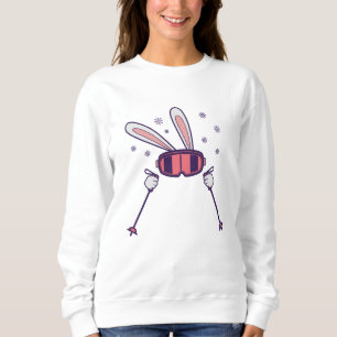 Sweatshirt Lapin de ski avec bâtons de ski et lunettes de ski