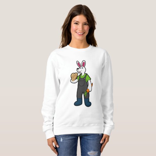 Sweatshirt Lapin en fermier avec carotte et Casquette (Devant entier)