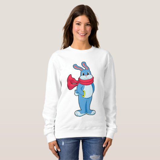 Sweatshirt Lapin en hiver avec Écharpe (Devant entier)