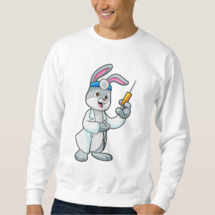 Sweatshirt Lapin en médecin à la vaccination avec une seringu