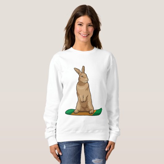 Sweatshirt Lapin en Snowboard avec Snowboard (Devant entier)