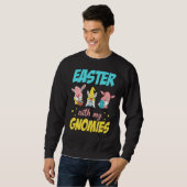 Sweatshirt Lapin Gnome Oeuf de Pâques Chasse Bunny Pâques ave (Devant entier)