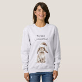 Sweatshirt Lapin lapin de Noël de crème (Devant entier)