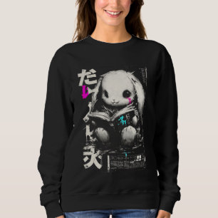 Sweatshirt Lapin Manga Sombre Lisant un Livre Fantastique