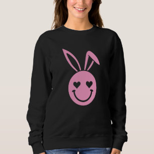 Sweatshirt Lapin Mignon Sourire Visage Yeux de Coeur Rose Lap