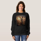 Sweatshirt Lapin Robot dans un champ de fleurs Steampunk (Devant entier)