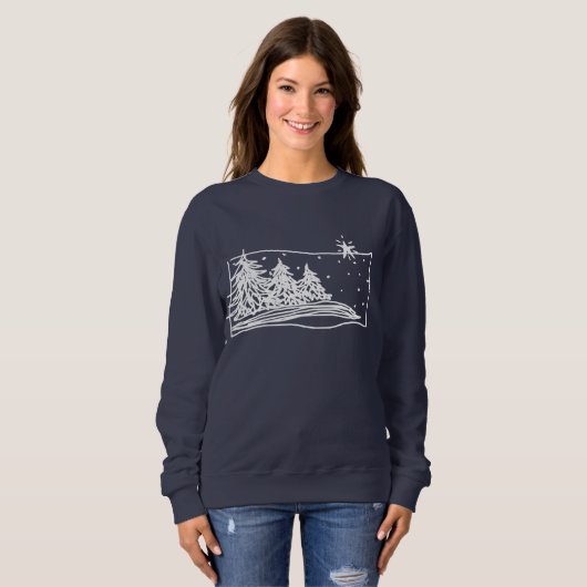 Sweatshirt L'art Abstrait de Noël blanc à porter (Devant entier)