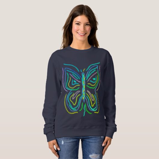 Sweatshirt L'art Abstrait funky du papillon à porter (Devant entier)