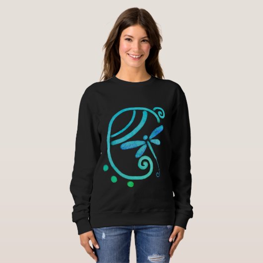 Sweatshirt L'art de la libellule bleue Abstrait (Devant entier)