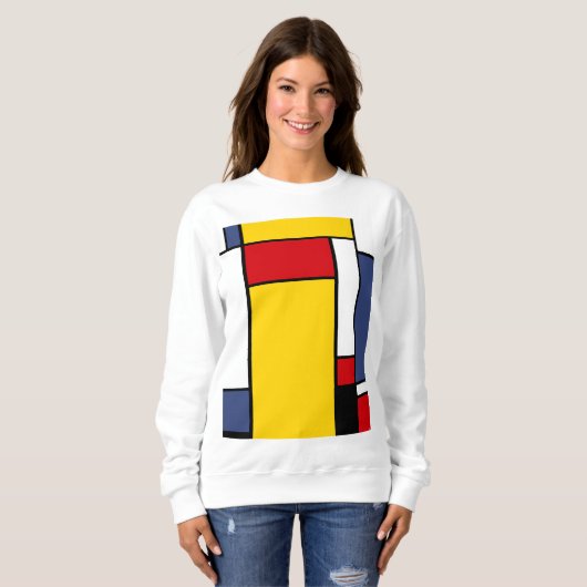Sweatshirt L'Art Géométrique Moderne D'Inspiration Mondrienne (Devant entier)