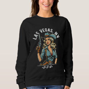 Sweatshirt Las Vegas Nevada USA Cowgirl au pistolet Western D