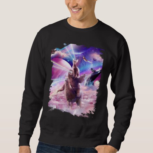 Sweatshirt Laser Eyes Space Chat sur Sloth Llama Rainbow (Devant)