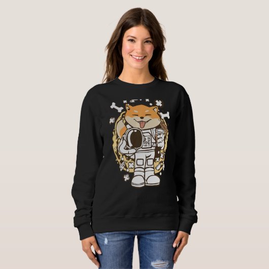 Sweatshirt L'Astronaute Doge Shiba Inu À L'Espace Extérieur D (Devant entier)
