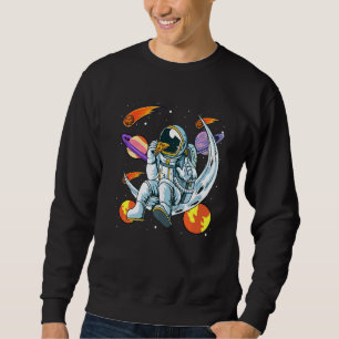 Sweatshirt L'Astronaute Mange De La Pizza Nourriture Lune Ufo