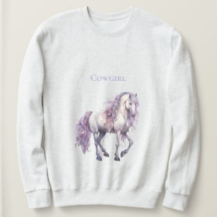 Sweatshirt Lavande Blanc Floral Cheval Cowgirl
