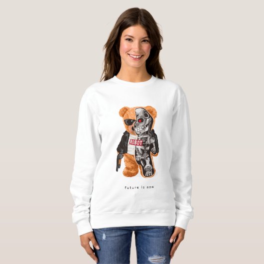 Sweatshirt L'Avenir Est Maintenant - Teddy Bear Robot (Devant entier)