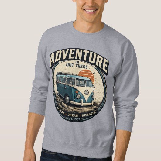 Sweatshirt L'Aventure Est Là-Bas – Graphique de Fourgonnette (Devant)