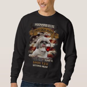Sweatshirt Le Bonheur Est Un Vieux Homme Avec Un Vin Et Un Tz