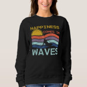 Sweatshirt Le Bonheur Vient Dans Vagues Cool Rétro Kitesurfer (Devant)