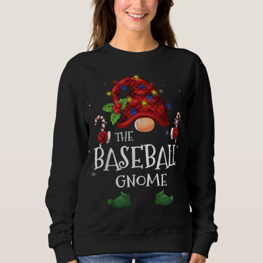 Sweatshirt Le Buffalo Gnome De Baseball Plaid Christmas Tree (Devant)