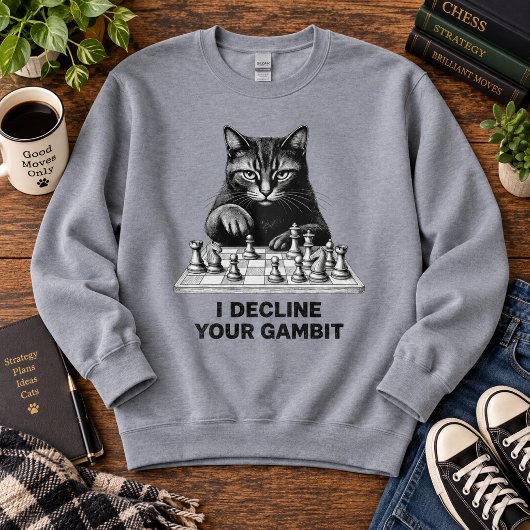 Sweatshirt Le chat d'échecs décline votre gambit