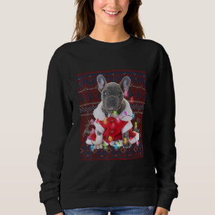 Sweatshirt Le chien de Noël des Bulgares français éclaire un 