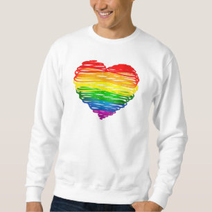 Sweatshirt Le cœur arc-en-ciel de SlipperyJoe griffonné tourb