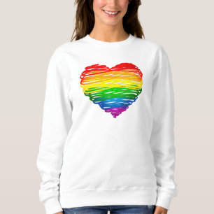 Sweatshirt Le cœur arc-en-ciel de SlipperyJoe griffonné tourb
