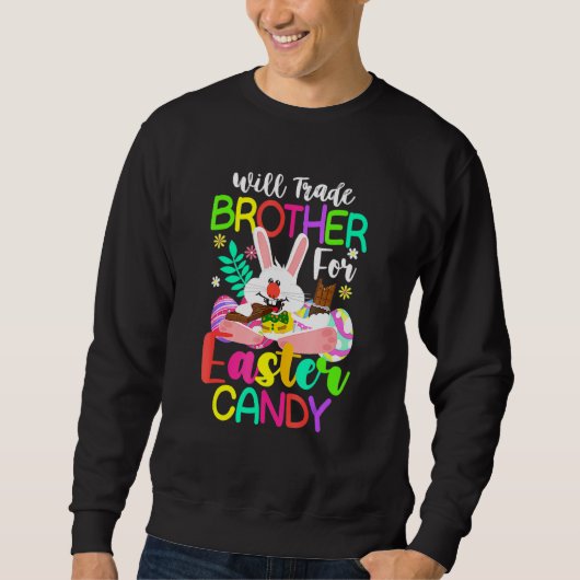 Sweatshirt Le Lapin Mange Des Oeufs De Chocolat Vont Échanger (Devant)