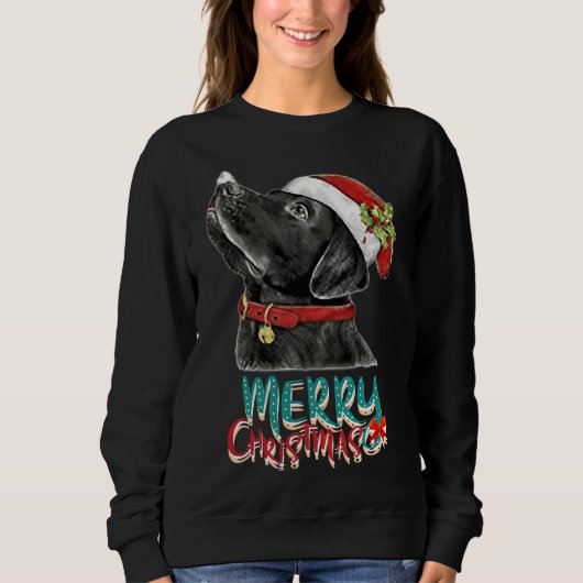 Sweatshirt Le Meilleur Labrador Noir Pour Noël (Devant)