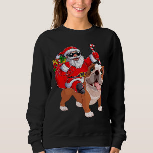 Sweatshirt Le père noël monte Noël drôle de bouledogue