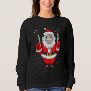 Sweatshirt Le Père Noël Vacciné Dans Le Masque Visage Joyeux