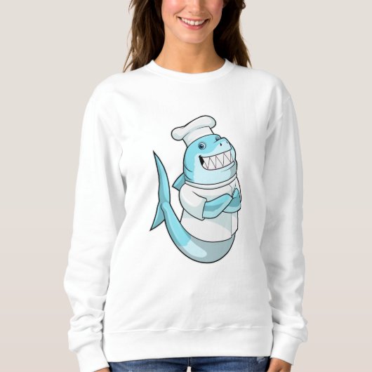 Sweatshirt Le requin comme chef avec tablier de Cuisine (Devant)