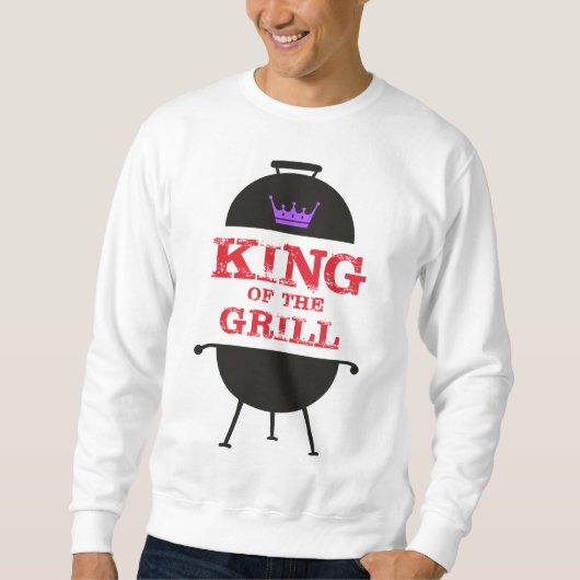 Sweatshirt Le Roi Du Grill, Noir Violet Couronne Rouge (Devant)